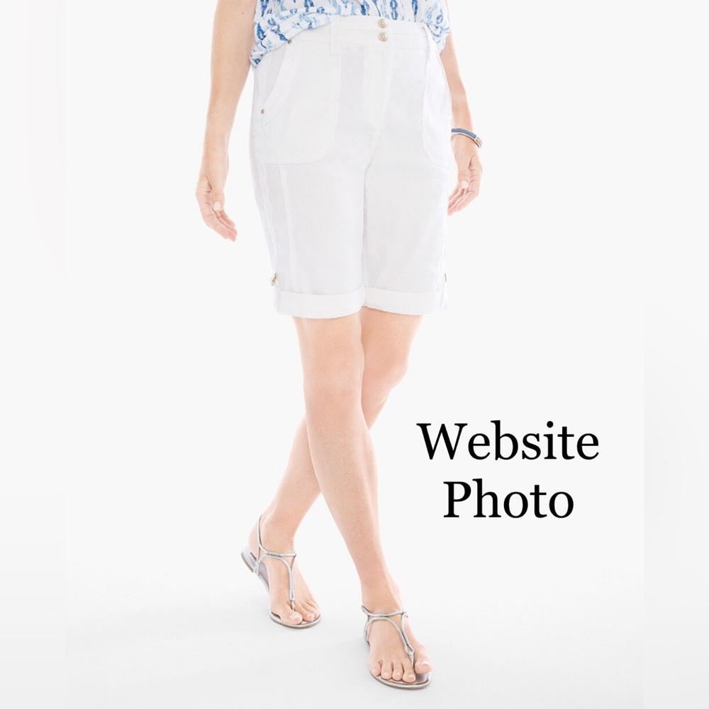 Chico’s Casual Utility Shorts In Alabaster